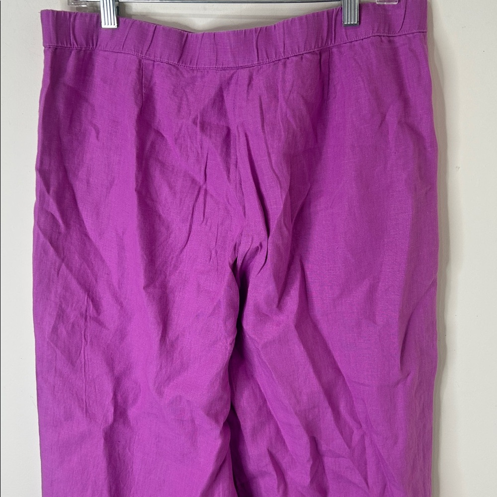 J. JILL LOVE LINEN Wild Orchid Lilac Wide Leg Cropped Pants Size Medium - Picture 12 of 16